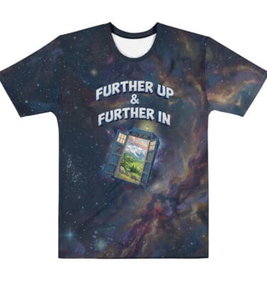 Further Up & Further In – Doctor Who/Narnia Mashup cotton t-shirt